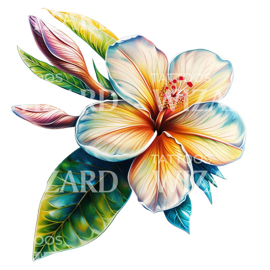 Conception de tatouage de fleur de Plumeria colorée