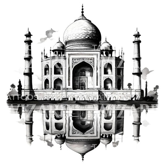 Dotwork Taj Mahal Tattoo Design