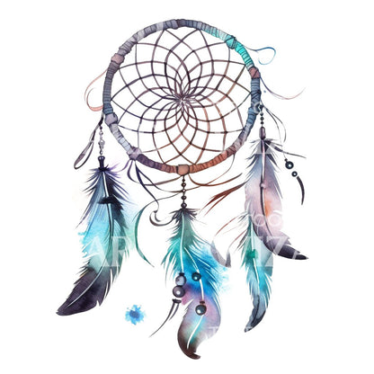 Watercolor Dream Catcher Tattoo Design