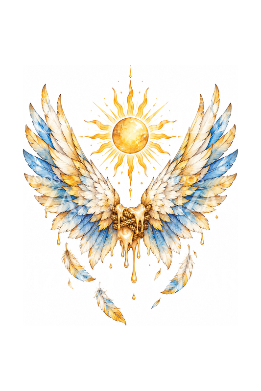 Icarus Wax Wings Melting under Sun Watercolor Tattoo