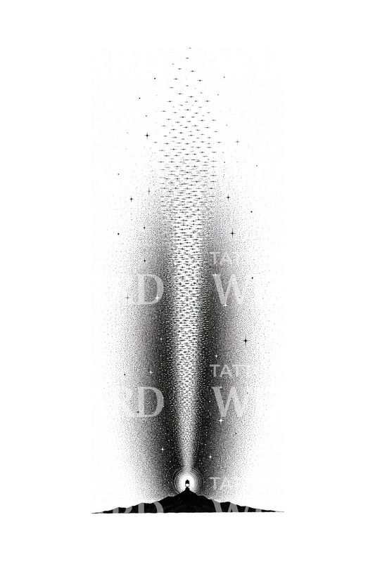Ice Crystal Light Pillar Tattoo Design