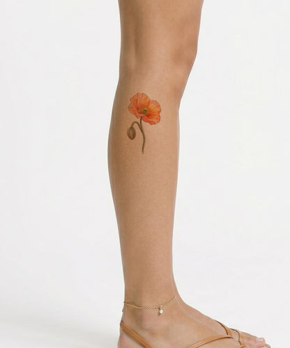 Crinkled Apricot Iceland Poppy Realism Tattoo Design