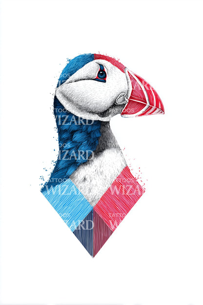 Iceland Puffin Geometric Tattoo Design