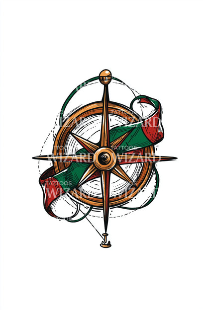 Icelandic Cross Watercolor Tattoo Illustration