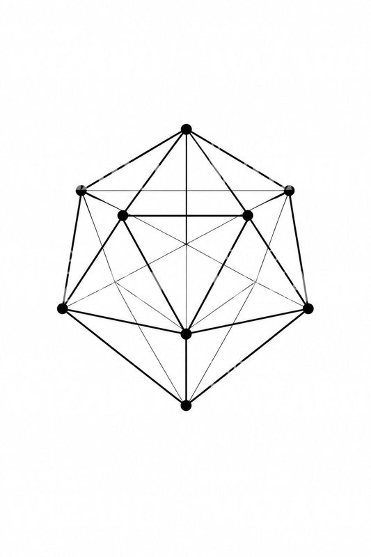 Tatoeageontwerp van een draadmodel-icosaëder