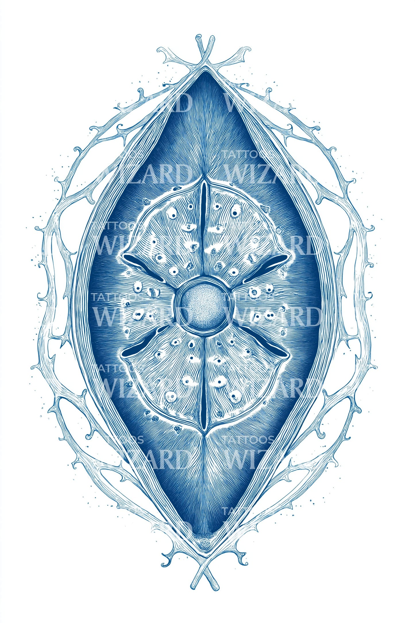 Icy Seed Pod Tattoo Design