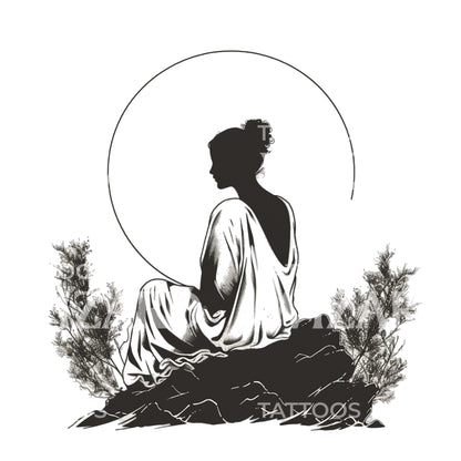 Minimalist Greek Woman with Toge Tattoo Design