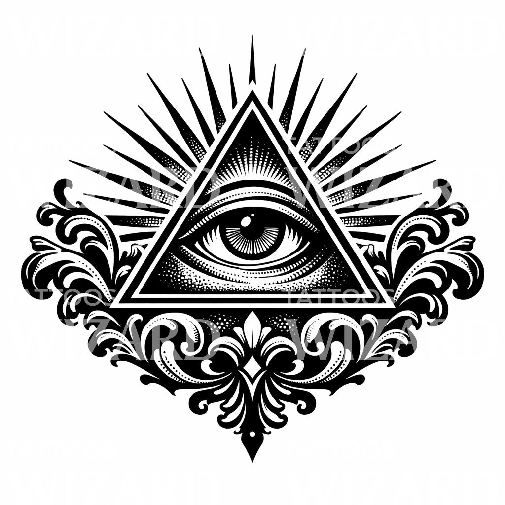 Illuminated Eye Triangle Tattoo Design