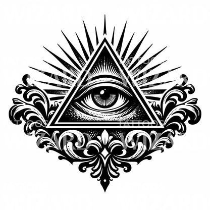 Illuminated Eye Triangle Tattoo Design