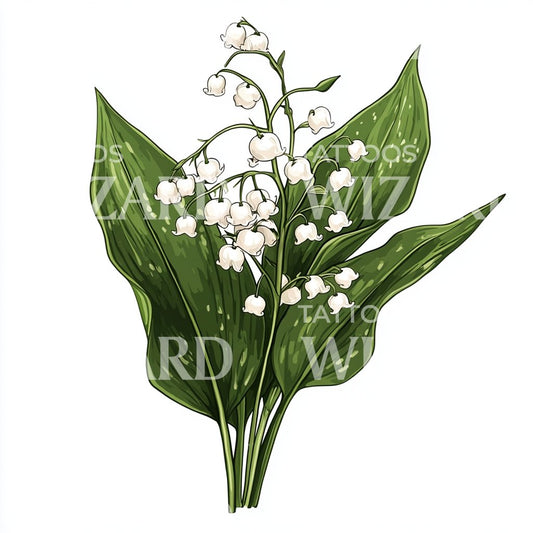 Illustration of Lily of the Valley Tattoo Design