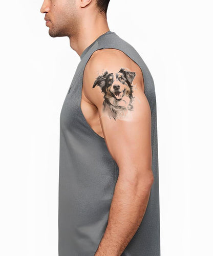 Diseño de tatuaje de retrato de pastor australiano