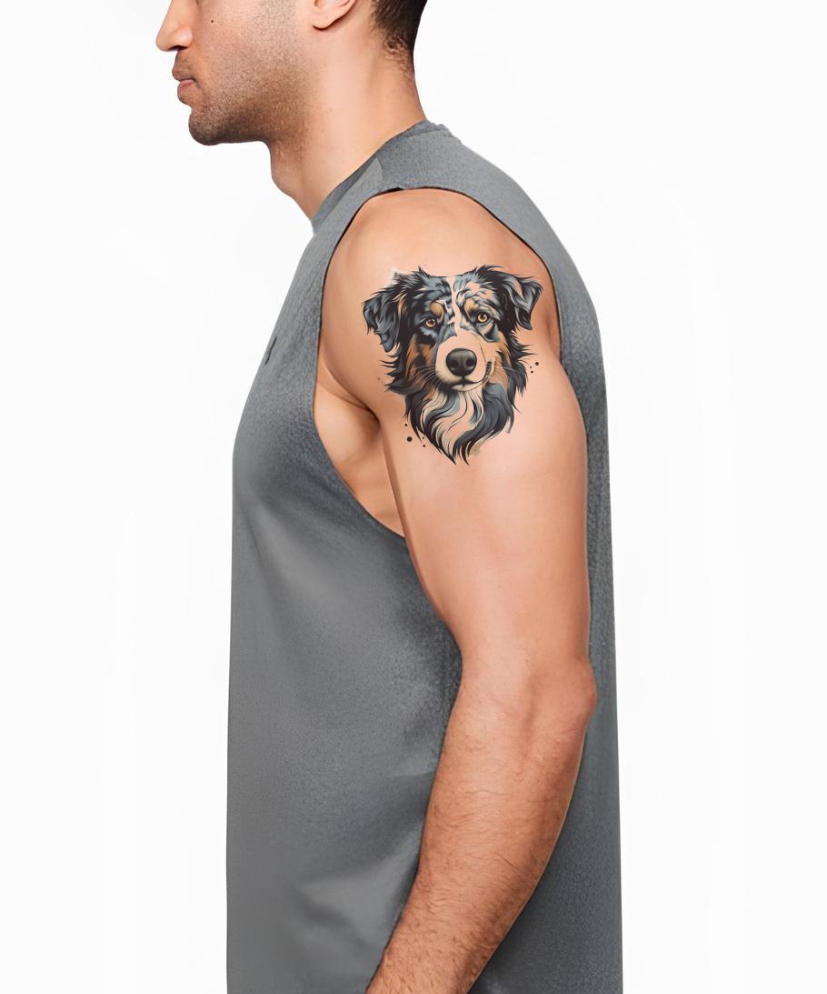 Australian Shepherd Portrait Tattoo Design