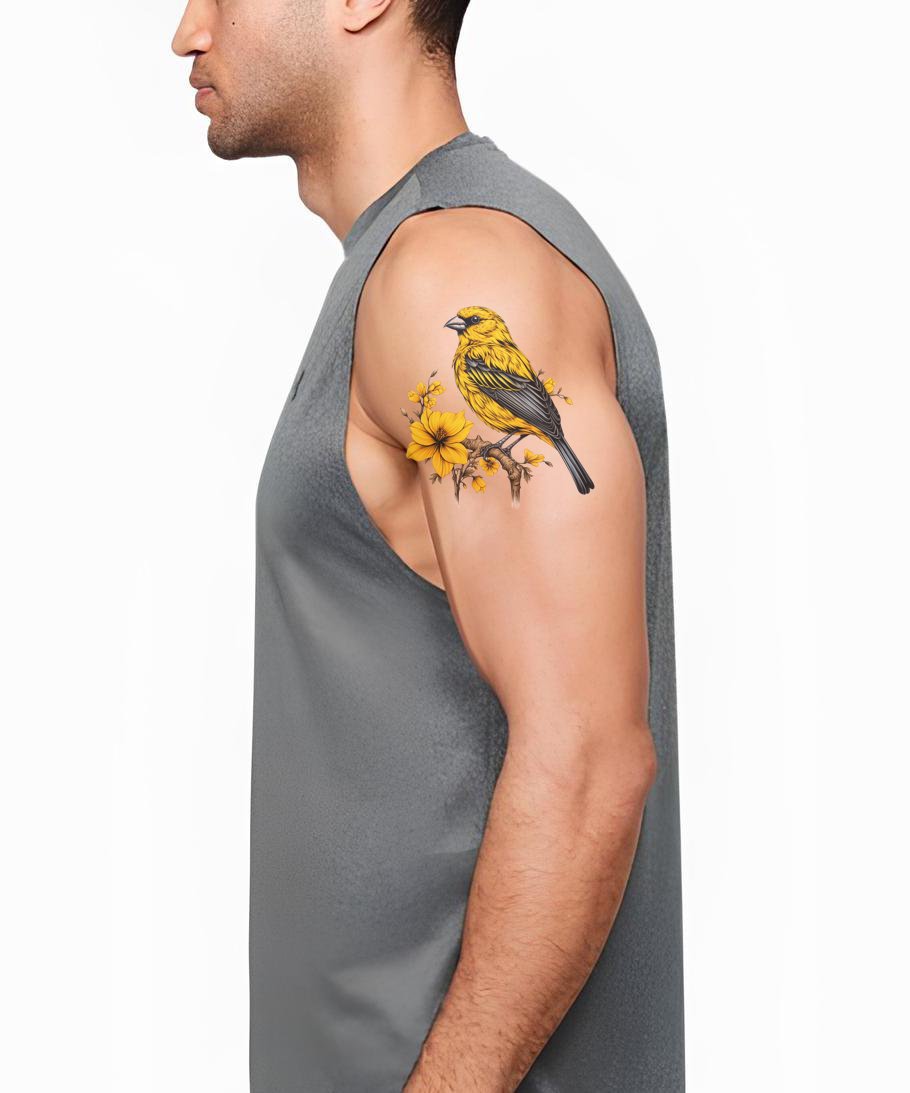 Conception de tatouage d'oiseau canari jaune