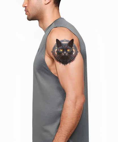 Desenho de Tatuagem de Gato Preto Assustador