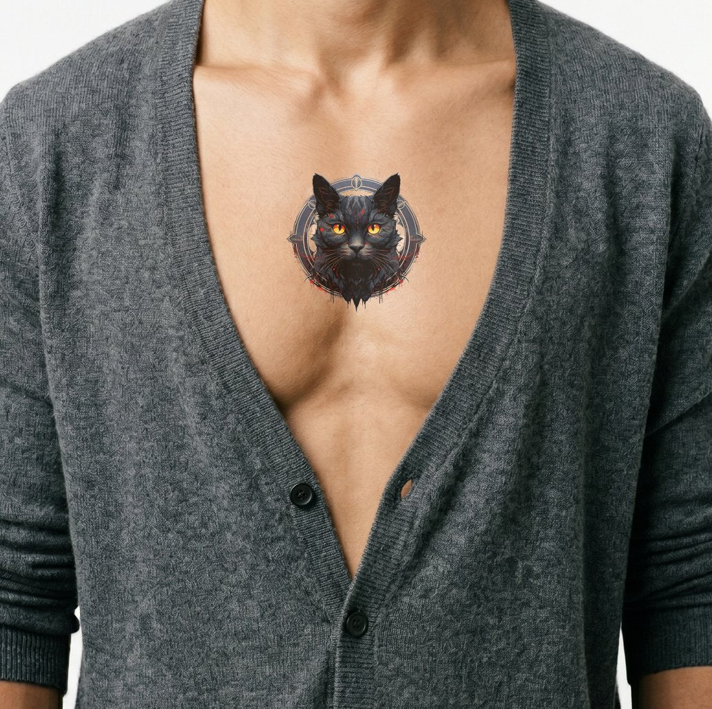 Conception de tatouage effrayant de chat noir