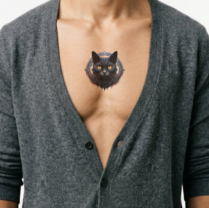Conception de tatouage effrayant de chat noir