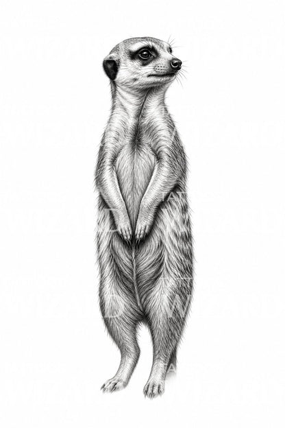 Ilustracyjny pomysł na tatuaż z surykatką
