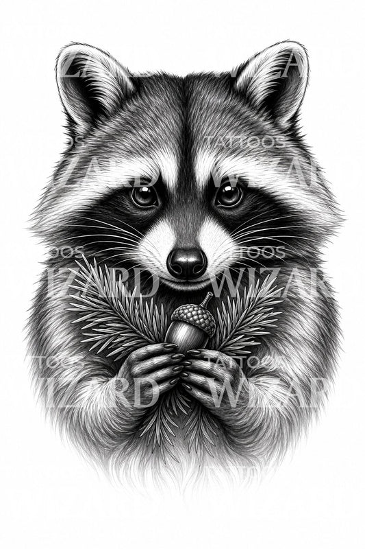 Disegno illustrativo di tatuaggio con procione