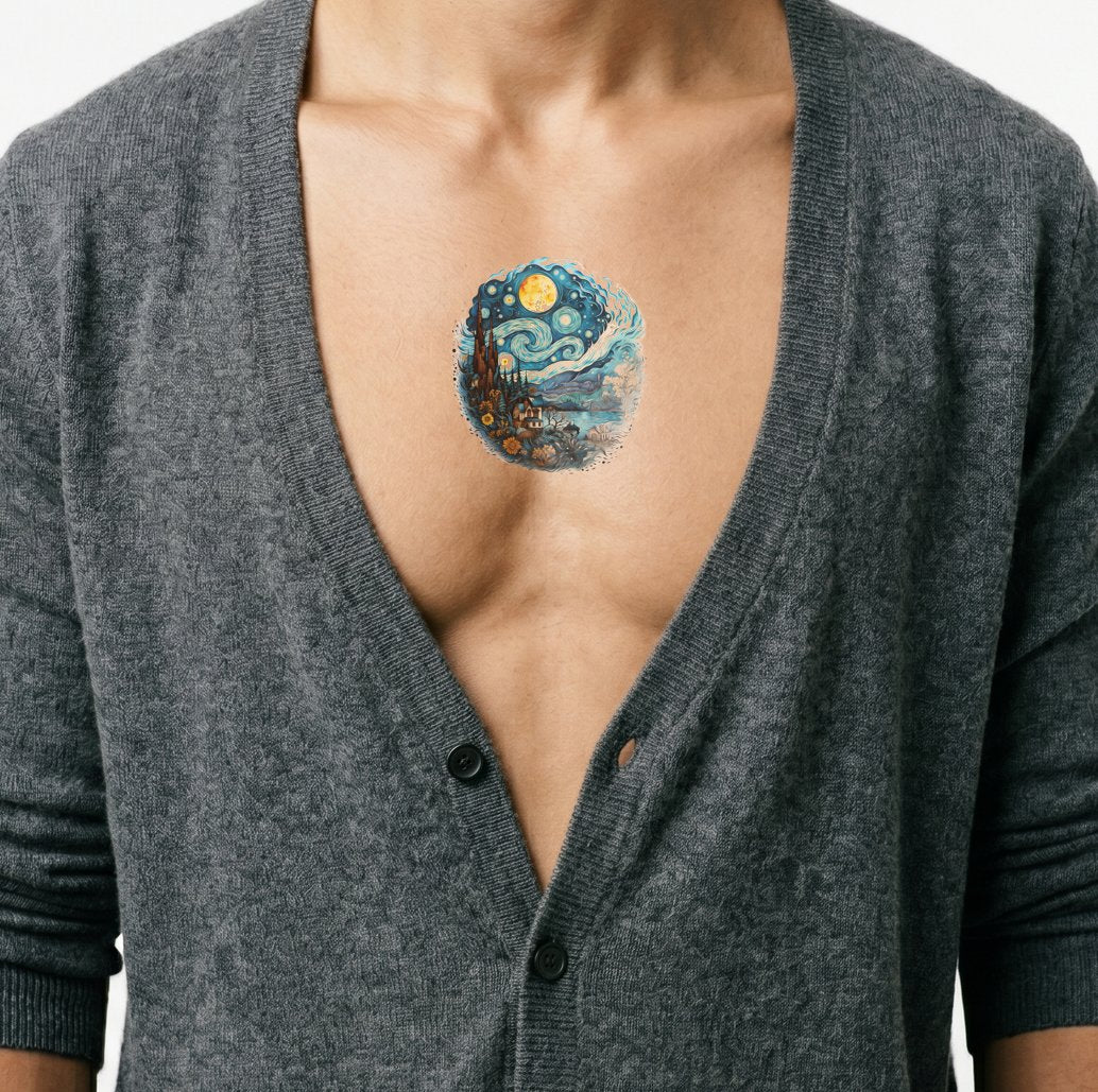 Návrh tetování Hvězdná noc od Van Gogha