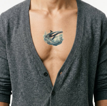 Design del Tatuaggio Paesaggio Orca