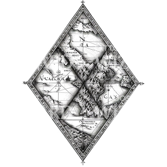 Imaginary World Map Tattoo Design
