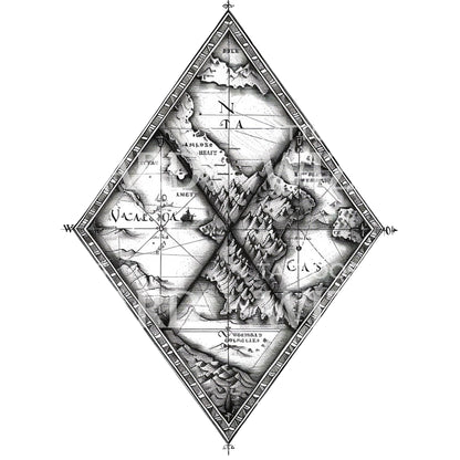 Imaginary World Map Tattoo Design