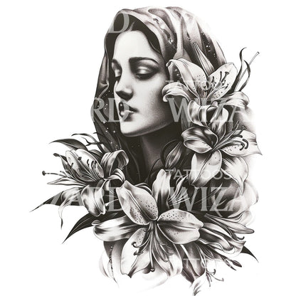 Immaculate Heart Virgin Mary Tattoo Design