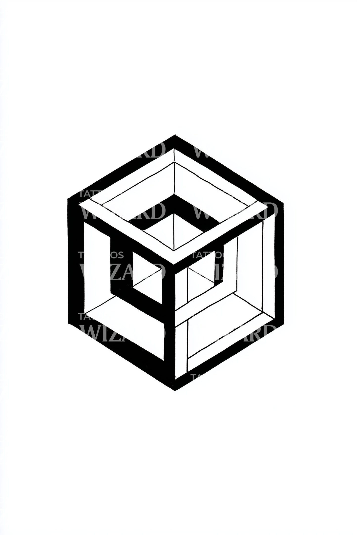 Impossible Cube Illusion Tattoo Design