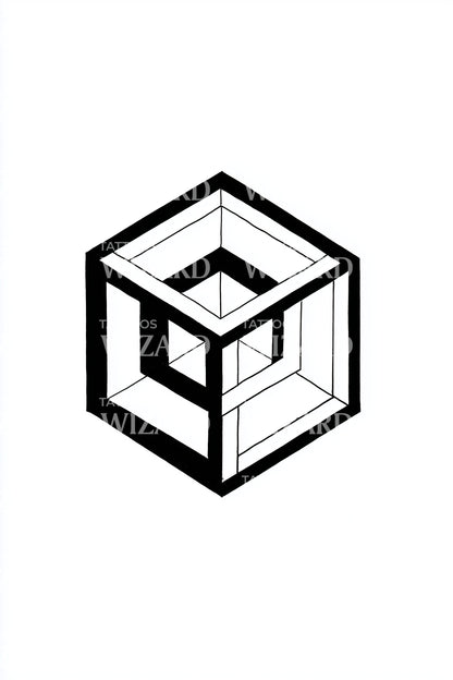 Impossible Cube Illusion Tattoo Design