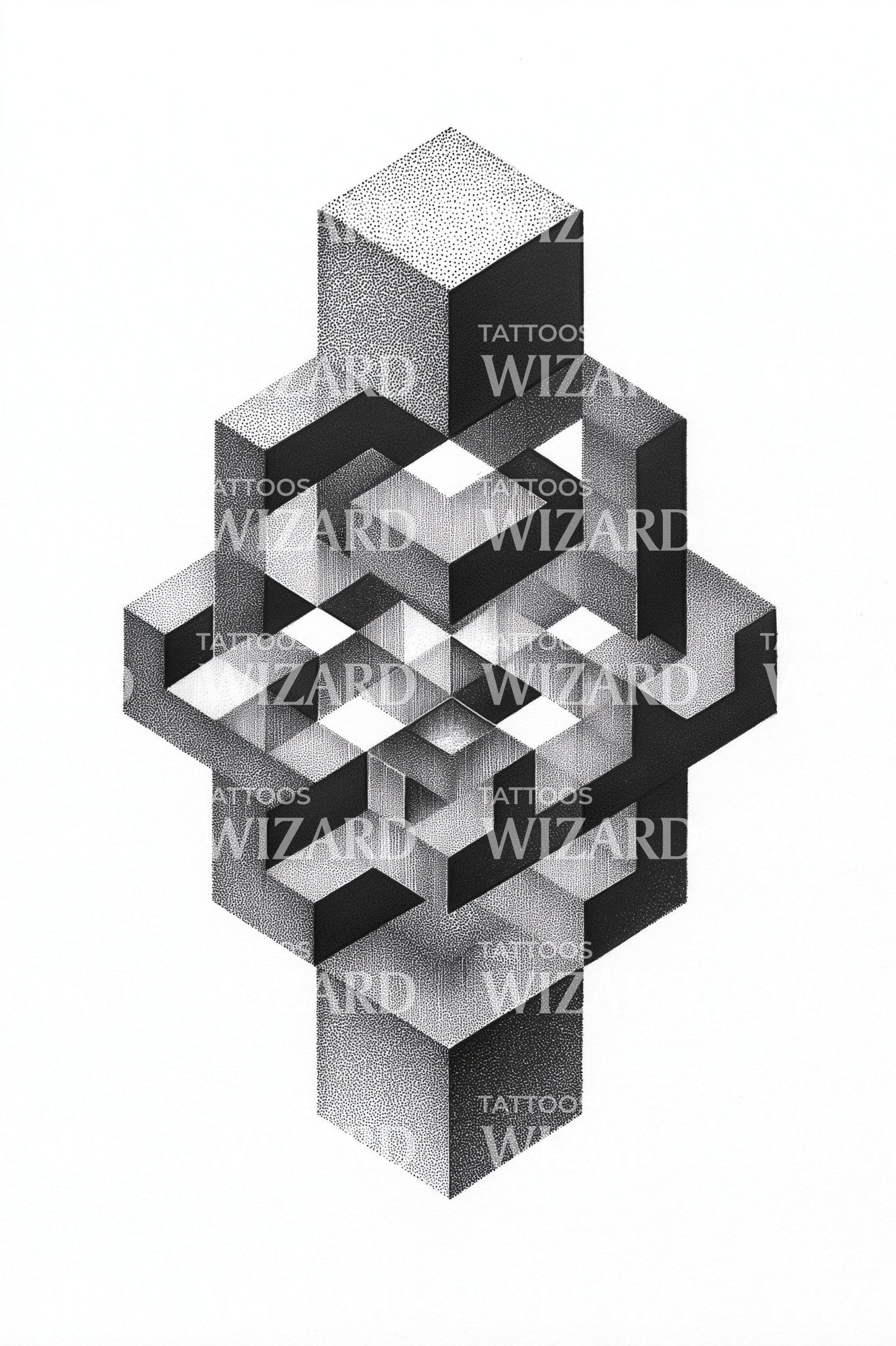 Impossible Cube Knot Tattoo Design