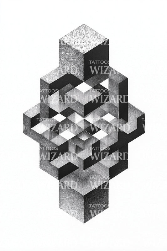 Impossible Cube Knot Tattoo Design