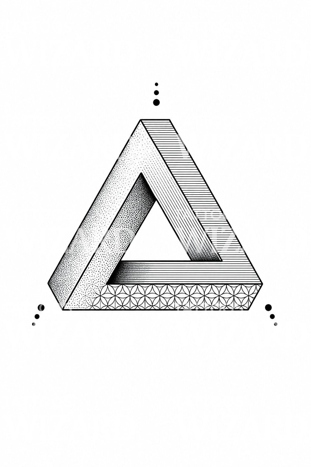 Design geométrico de tatuagem de triângulo impossível