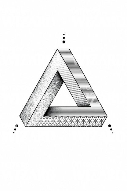 Design geométrico de tatuagem de triângulo impossível
