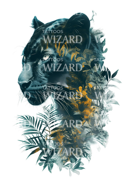 Increbile Jungle Panther Tattoo Design