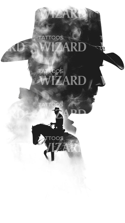 Incredible Mysterious Cowboy Tattoo Design