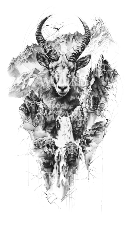 Independent Soul Ibex Tattoo Design