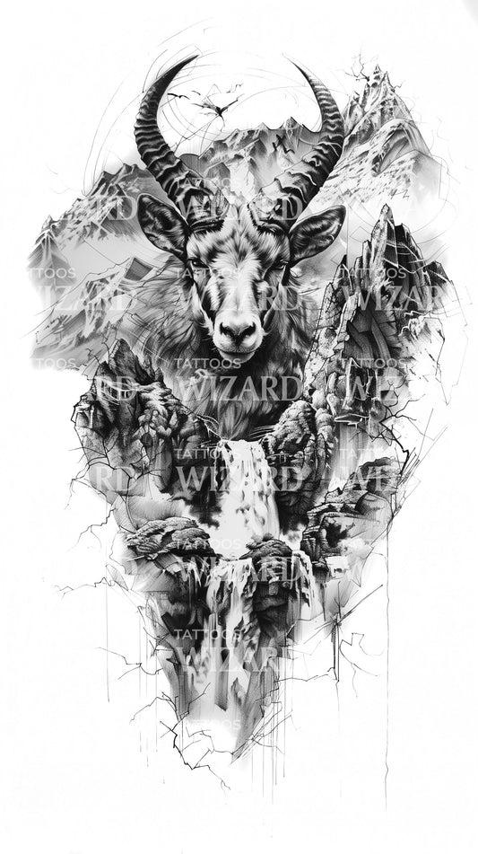 Independent Soul Ibex Tattoo Design