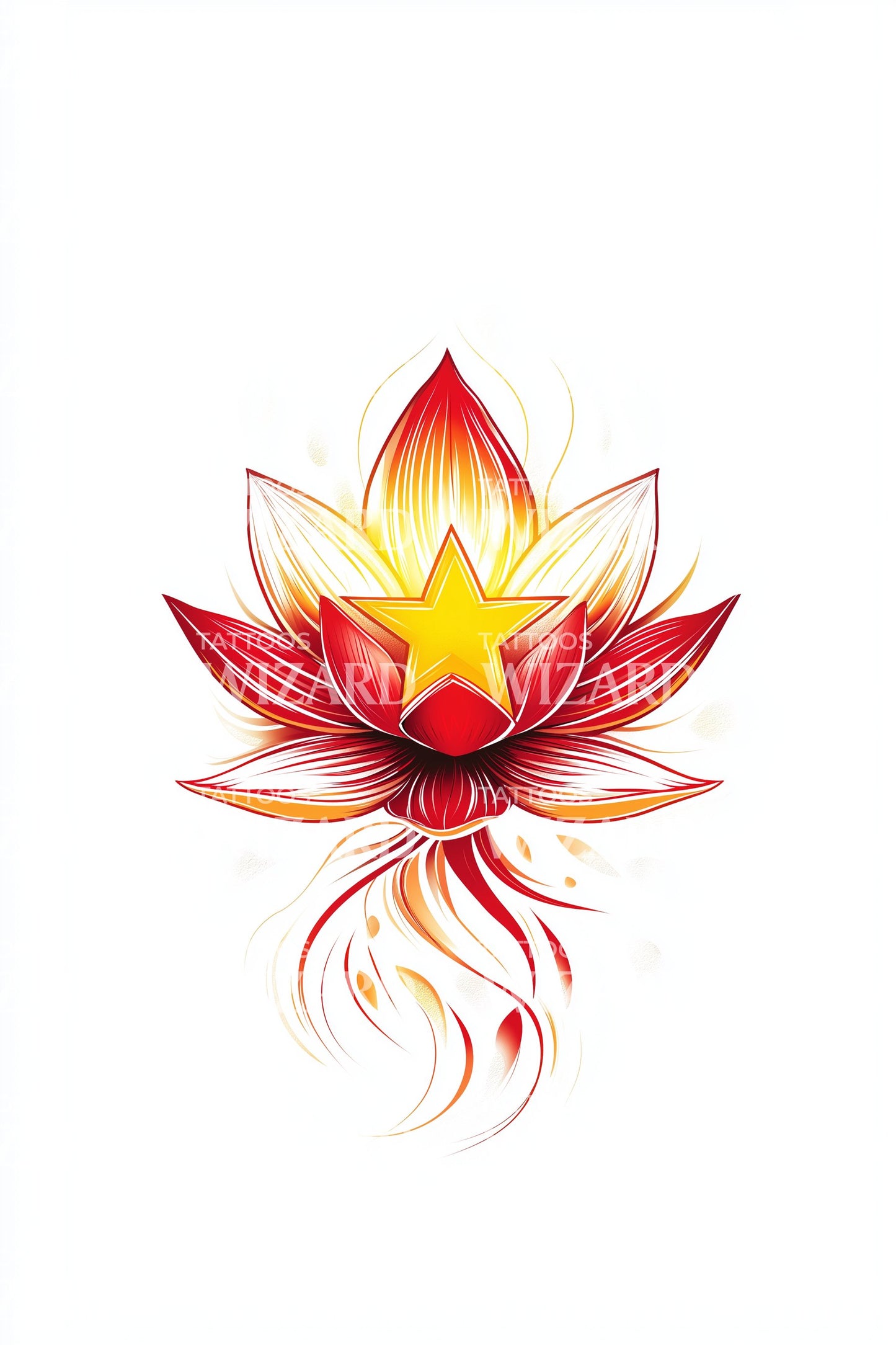 Ilustrasi Tato Teratai Kunyit India