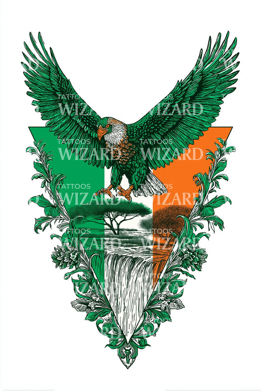 Design del tatuaggio del monumento all'aquila tricolore indiana