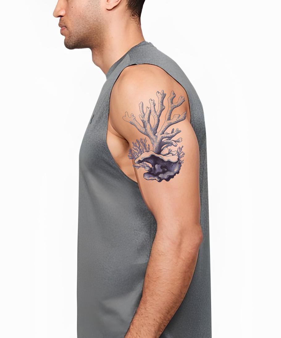 Indigo Coral Branch Tattoo Design