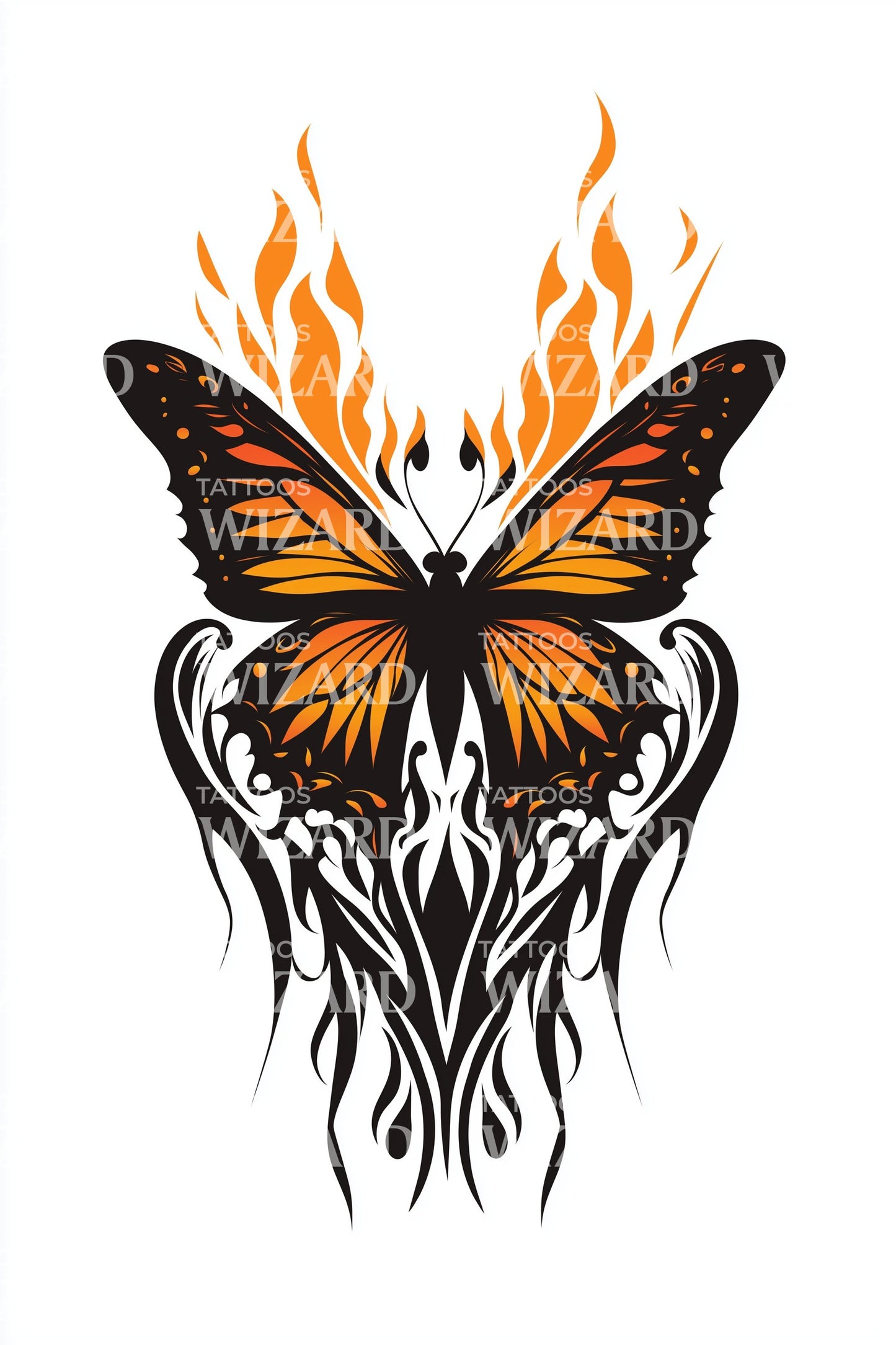 Inferno Tribal Butterfly Tattoo Design