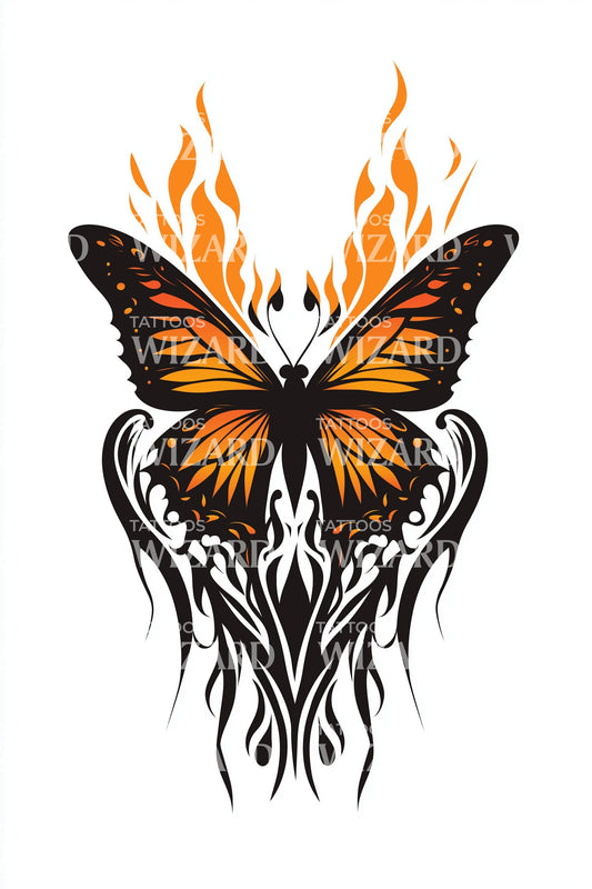 Inferno Tribal Butterfly Tattoo Design
