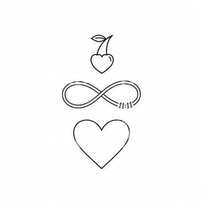 Diseño de Tatuaje Infinito 1111 y Corazones
