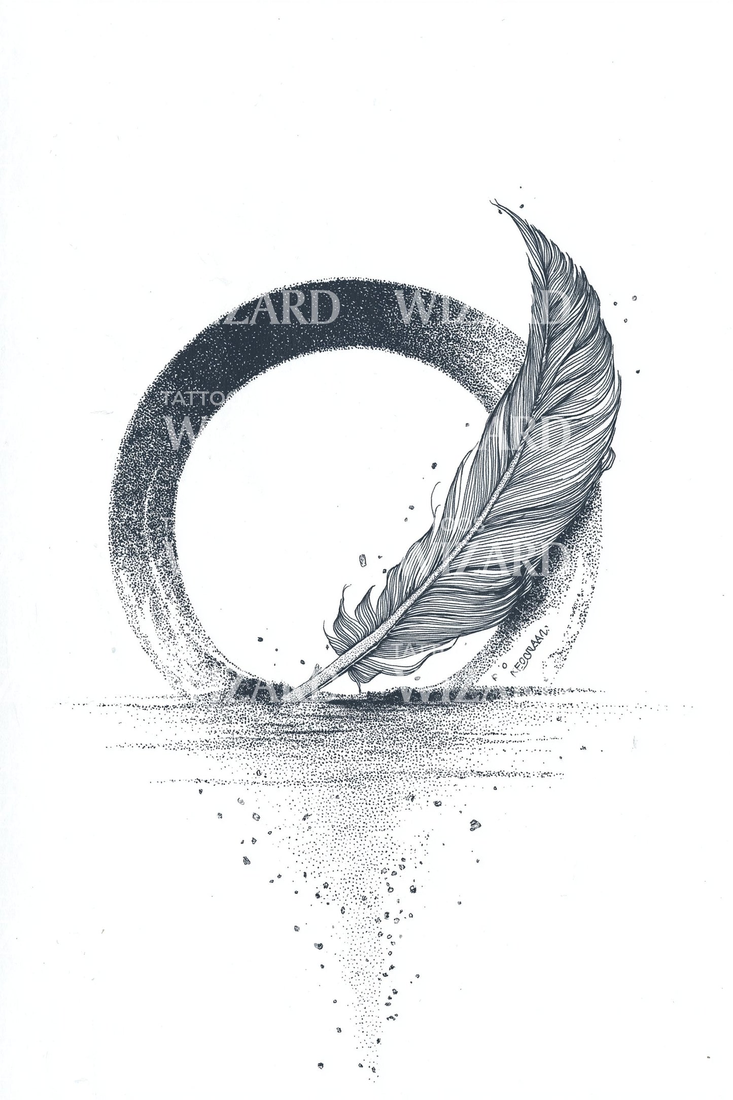 Infinity Feather Circle Tattoo Design