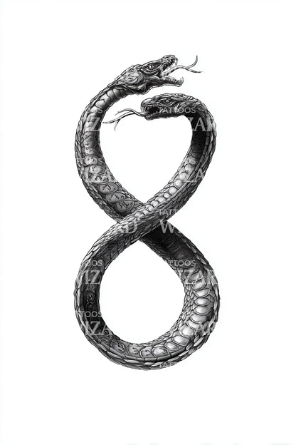 Design del tatuaggio infinito Ouroboros serpente