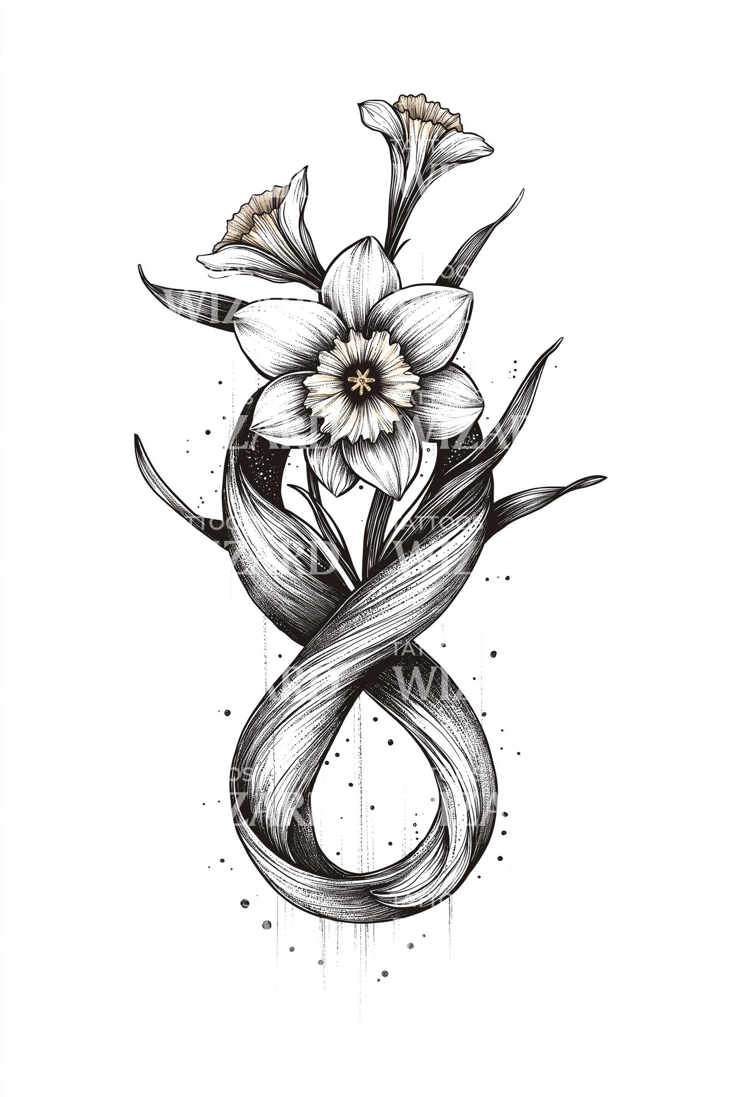 Infinity Vine Daffodil Tattoo Design