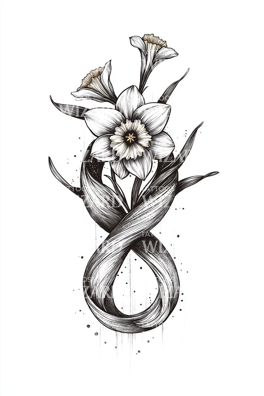 Infinity Vine Daffodil Tattoo Design