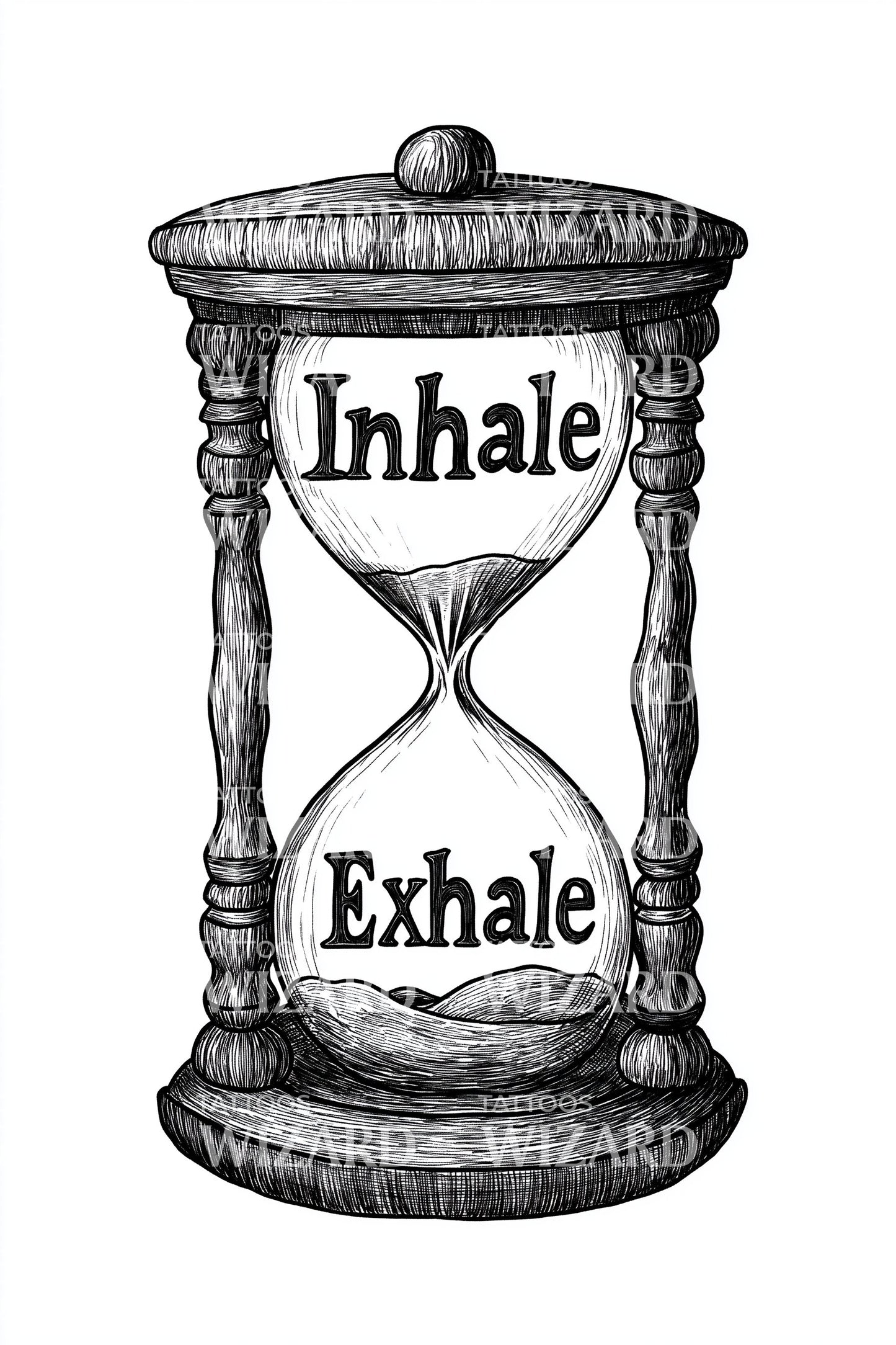 Inhale Exhale Hourglass Tattoo Design