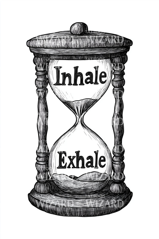 Inhale Exhale Hourglass Tattoo Design