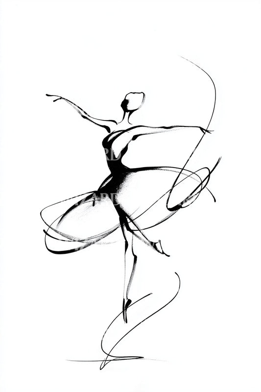 Ink Brush Ballerina Tatuering Design